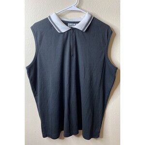 Basic Editions Vintage 90's Black Ribbed Zipper Neck Sleeveless Casual Tank 2x